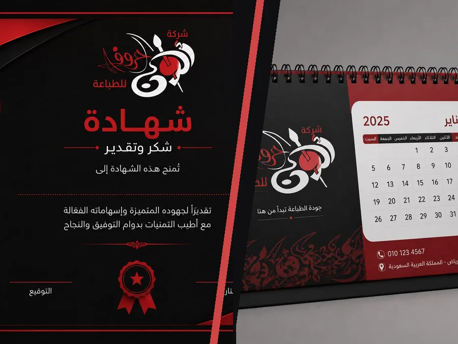طباعة شهادات وتقاويم وبوسترات